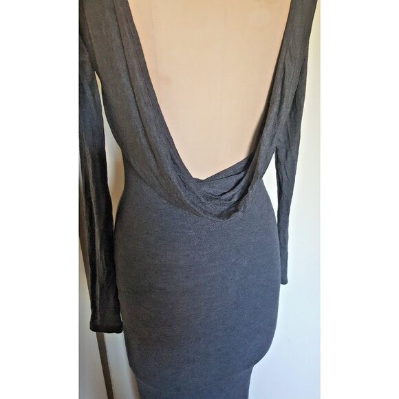 Sparkle & Fade maxi gray bodycon stretch cut out back waterfall pencil dress S - Picture 8 of 11